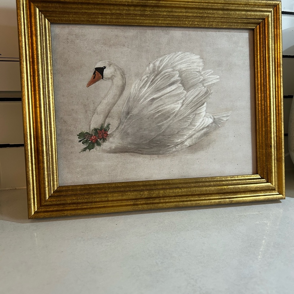 Studio McGee Swan Art in Gold Frame